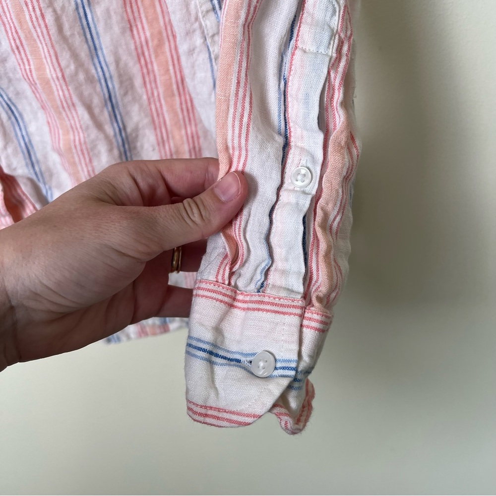 L.L. Bean Striped 100% Linen Button Down Long Sleeve Shirt Size XS (P) Coastal - Picture 7 of 10